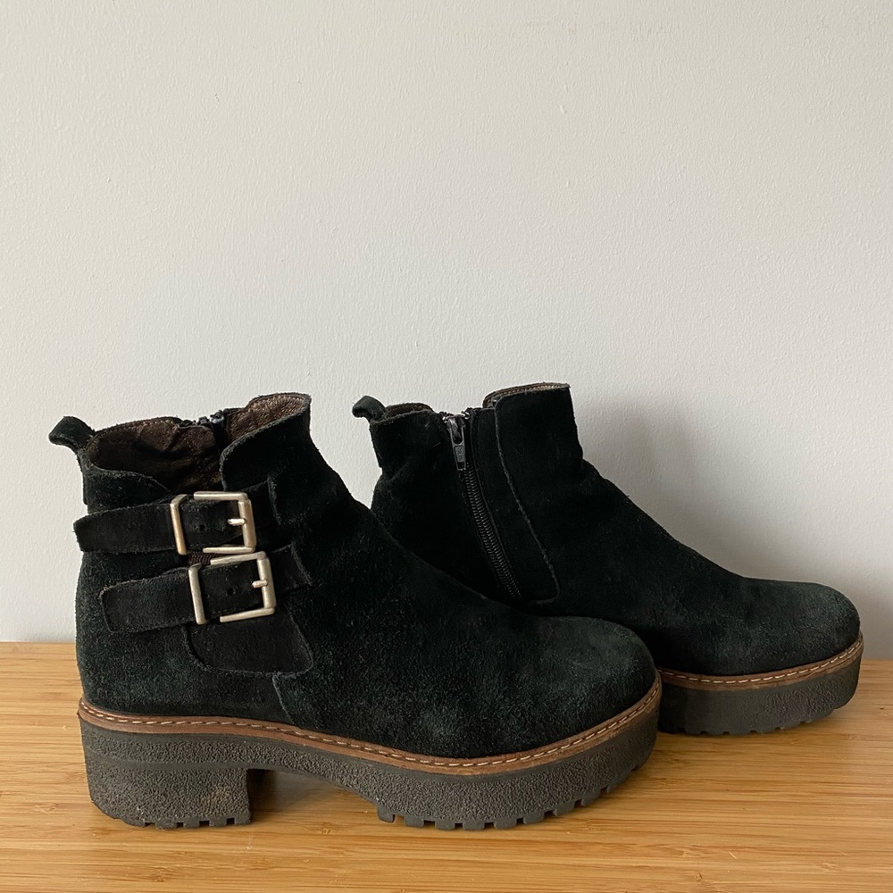 Eric Michael Suede Platform Booties with Buckles